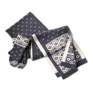 Fair Isle Scarf And Mitten Set Cashmire Infused Wool